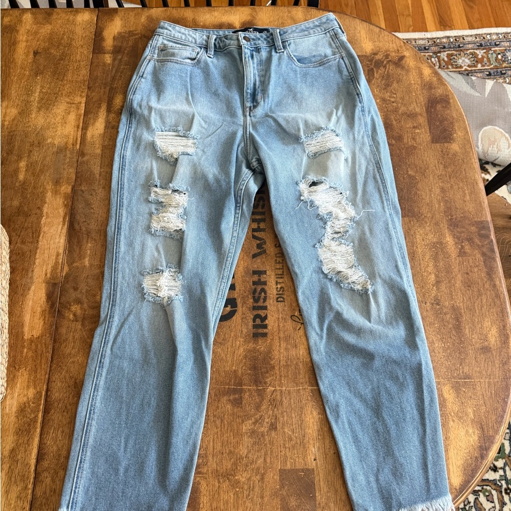 Hollister ultra high rise mom jeans with Distressed Details